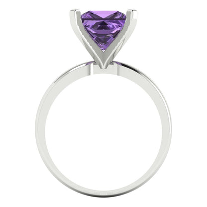 3 cttw Simulated Alexandrite Solitaire  Engagement Ring - Solid Gold (Princess Cut,8.0mm)
