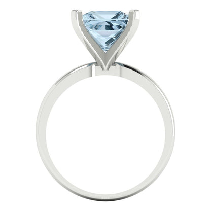 3 cttw Natural Aquamarine Solitaire  Engagement Ring - Solid Gold (Princess Cut,8.0mm)