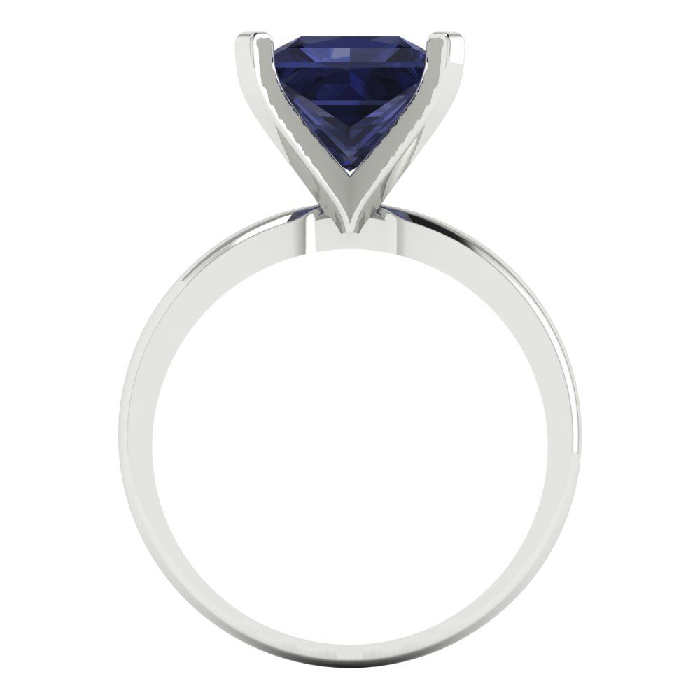 3 cttw Simulated Blue Sapphire Solitaire  Engagement Ring - Solid Gold (Princess Cut,8.0mm)
