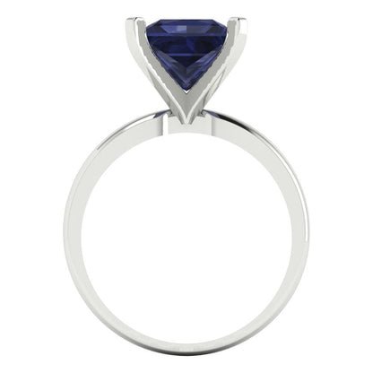 3 cttw Simulated Blue Sapphire Solitaire  Engagement Ring - Solid Gold (Princess Cut,8.0mm)