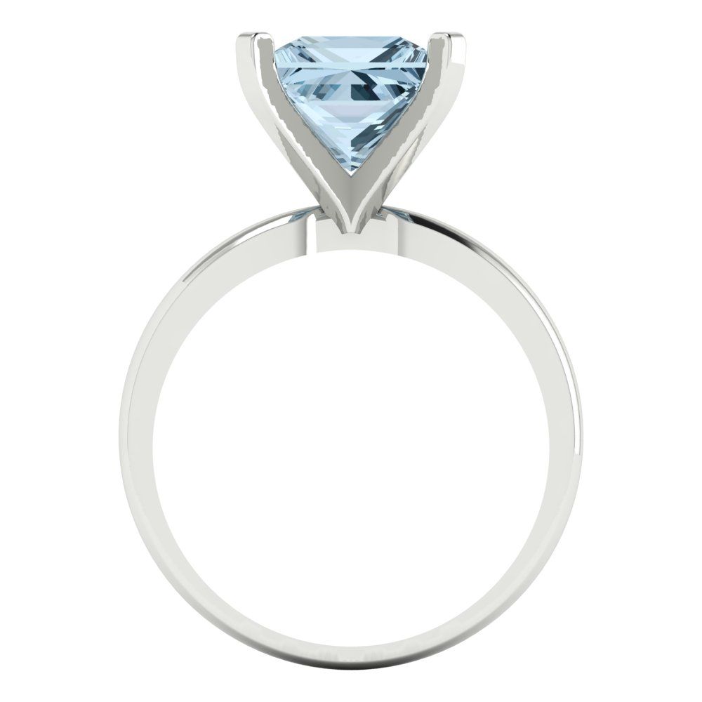 3 cttw Natural Swiss Blue Topaz Solitaire  Engagement Ring - Solid Gold (Princess Cut,8.0mm)