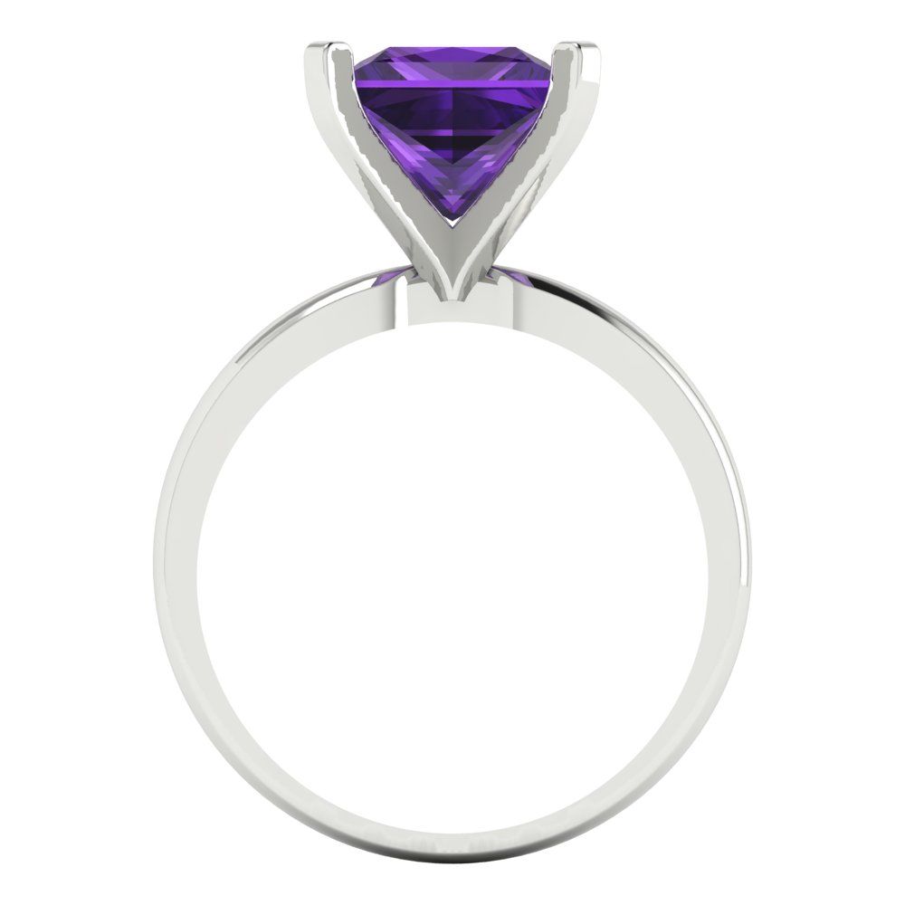 3 cttw Natural Amethyst Solitaire  Engagement Ring - Solid Gold (Princess Cut,8.0mm)