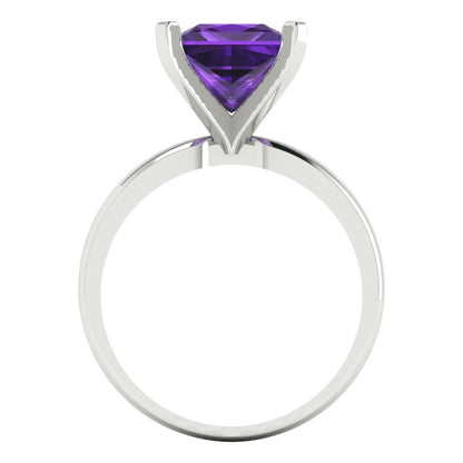 3 cttw Natural Amethyst Solitaire  Engagement Ring - Solid Gold (Princess Cut,8.0mm)