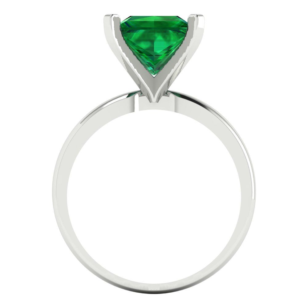 3 cttw Simulated Emerald Solitaire  Engagement Ring - Solid Gold (Princess Cut,8.0mm)