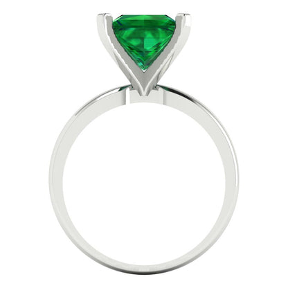 3 cttw Simulated Emerald Solitaire  Engagement Ring - Solid Gold (Princess Cut,8.0mm)
