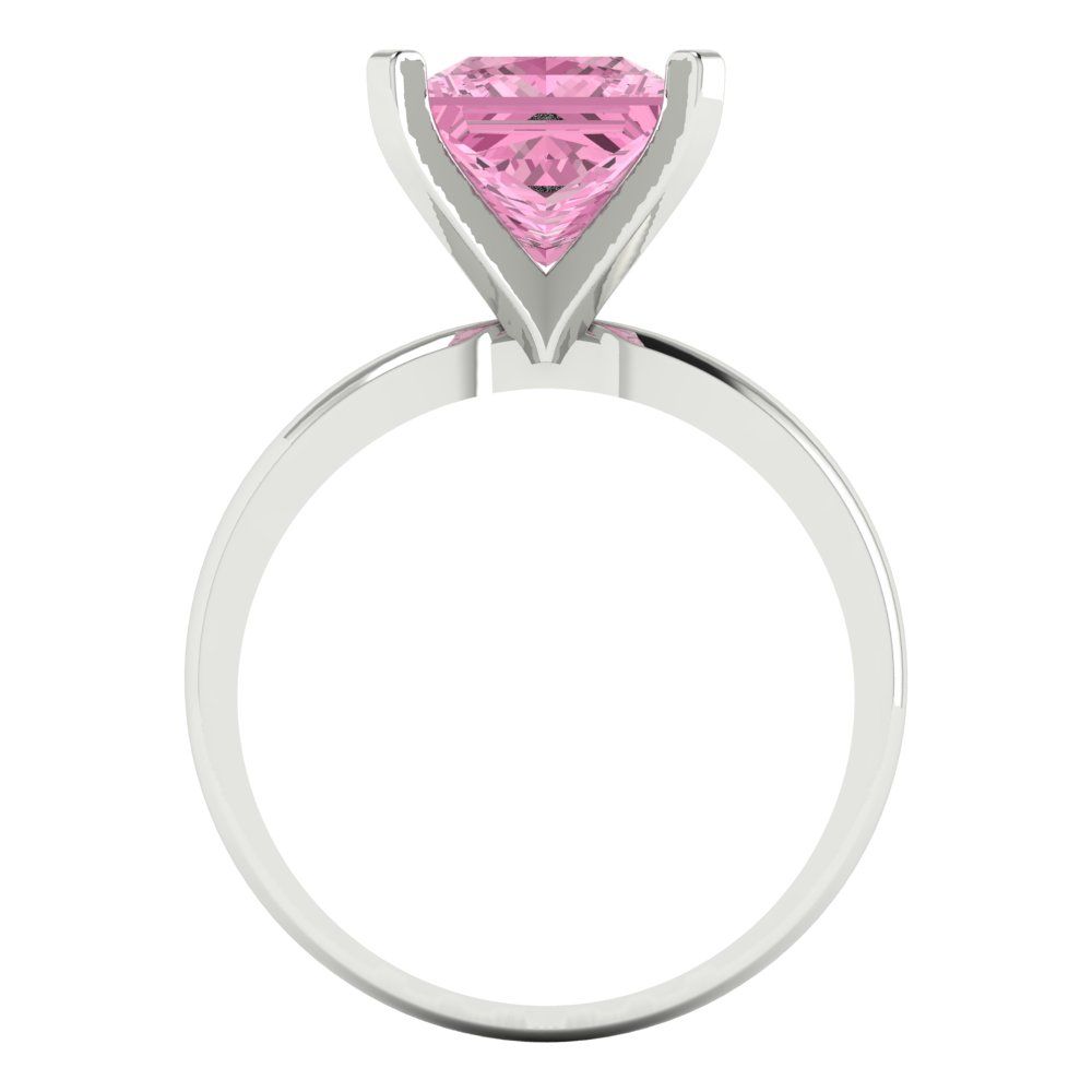 3 cttw Zirconia Simulated Pink Diamond Solitaire  Engagement Ring - Solid Gold (VVS1, Princess Cut,8.0mm)