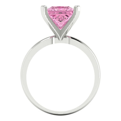 3 cttw Zirconia Simulated Pink Diamond Solitaire  Engagement Ring - Solid Gold (VVS1, Princess Cut,8.0mm)
