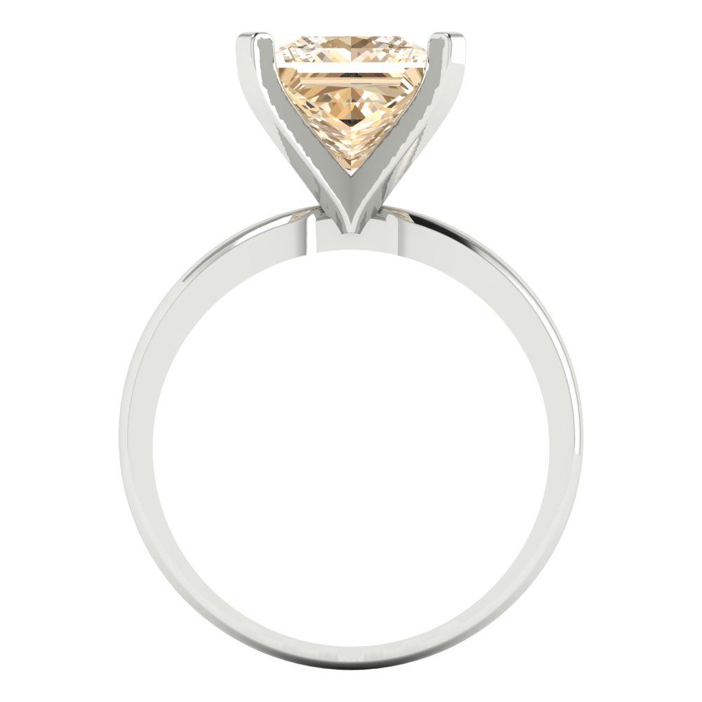 3 cttw Natural Morganite Solitaire  Engagement Ring - Solid Gold (Princess Cut,8.0mm)