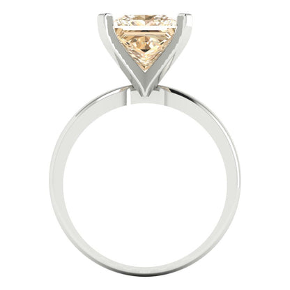 3 cttw Natural Morganite Solitaire  Engagement Ring - Solid Gold (Princess Cut,8.0mm)
