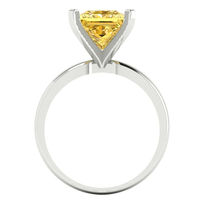 3 cttw Natural Citrine Solitaire  Engagement Ring - Solid Gold (Princess Cut,8.0mm)