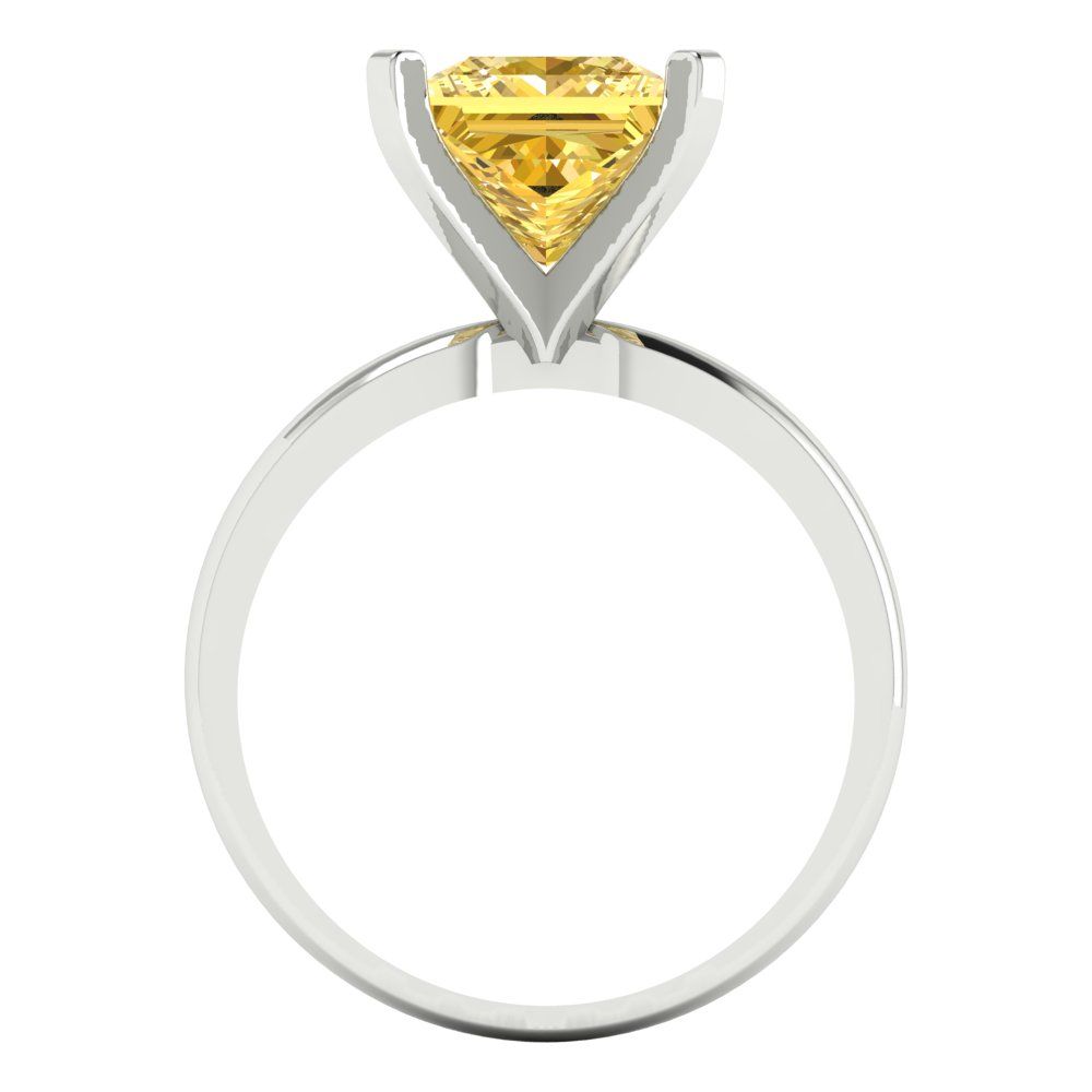 3 cttw Zirconia Simulated Yellow Diamond Solitaire  Engagement Ring - Solid Gold (VVS1, Princess Cut,8.0mm)