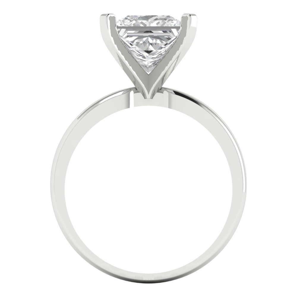 3 ct Brilliant Princess Cut Natural Diamond Stone Clarity VS1-2 Color G-H White Gold Solitaire Ring
