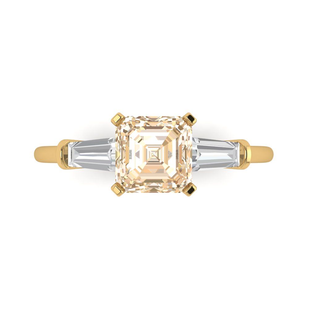 1.62 cttw Natural Morganite Three-Stone Engagement Ring - Solid Gold (Square Emerald Cut,6.5X6.5mm)