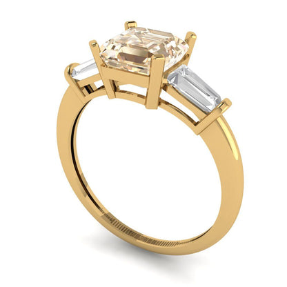 1.62 cttw Natural Morganite Three-Stone Engagement Ring - Solid Gold (Square Emerald Cut,6.5X6.5mm)