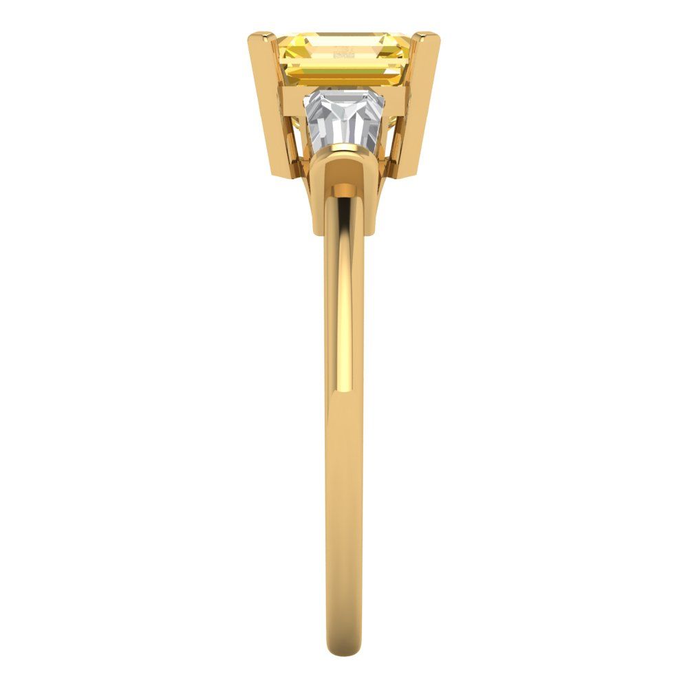 1.62 cttw Natural Citrine Three-Stone Engagement Ring - Solid Gold (Square Emerald Cut,6.5X6.5mm)