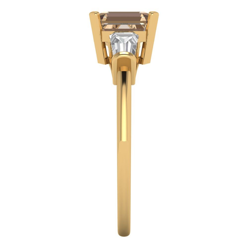 1.62 cttw Yellow Moissanite Three-Stone Engagement Ring - Solid Gold (Square Emerald Cut,6.5X6.5mm)