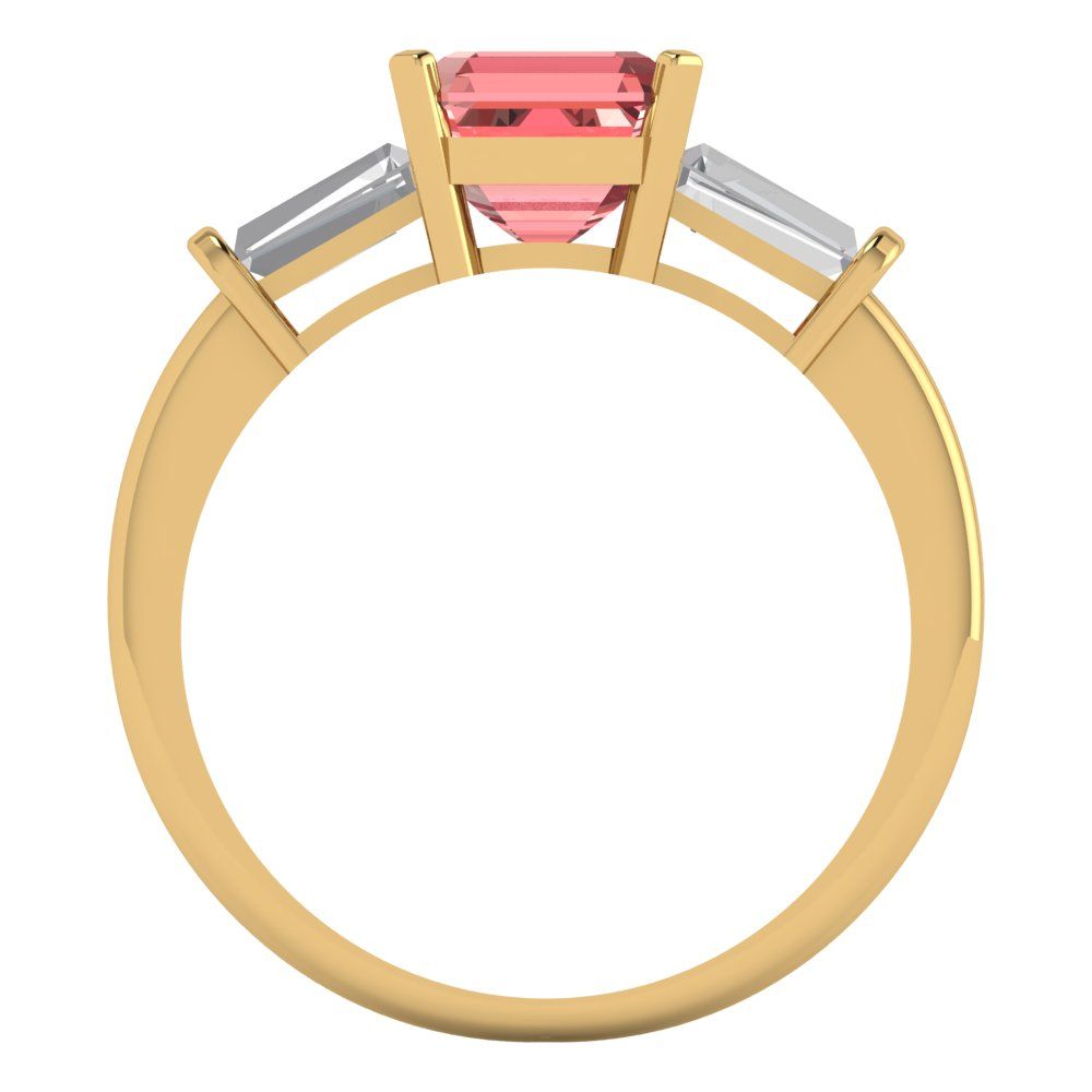 1.62 cttw Natural Garnet Three-Stone Engagement Ring - Solid Gold (Square Emerald Cut,6.5X6.5mm)