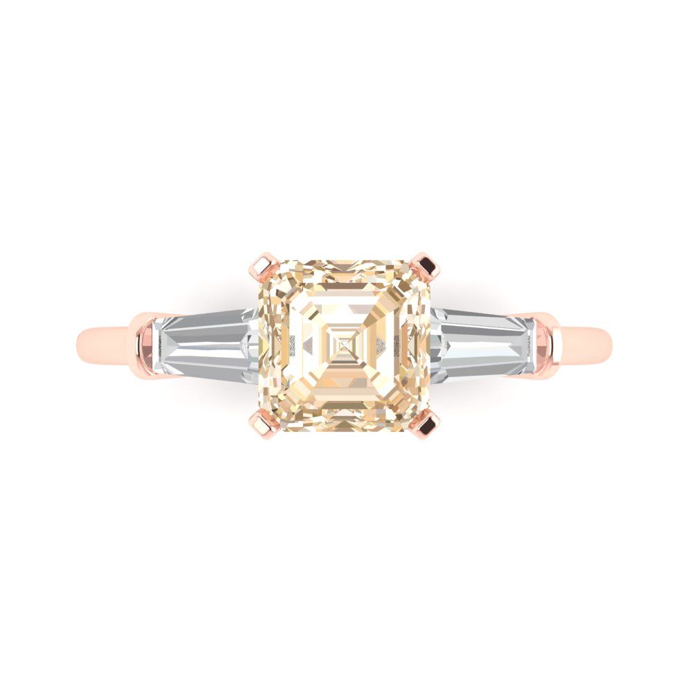 1.62 cttw Natural Morganite Three-Stone Engagement Ring - Solid Gold (Square Emerald Cut,6.5X6.5mm)