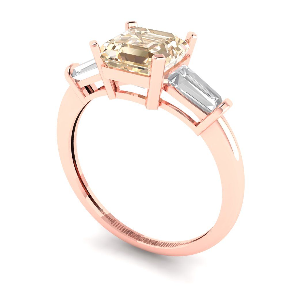 1.62 cttw Natural Morganite Three-Stone Engagement Ring - Solid Gold (Square Emerald Cut,6.5X6.5mm)