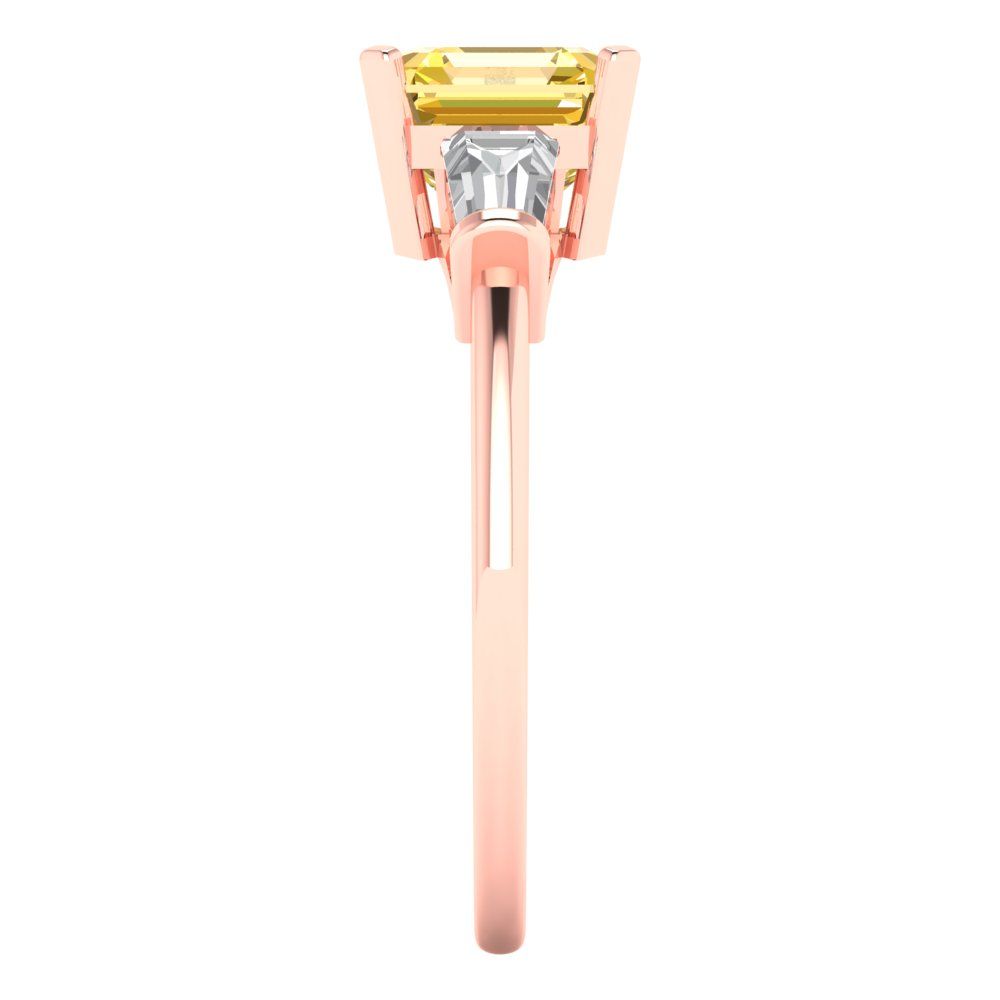 1.62 cttw Natural Citrine Three-Stone Engagement Ring - Solid Gold (Square Emerald Cut,6.5X6.5mm)