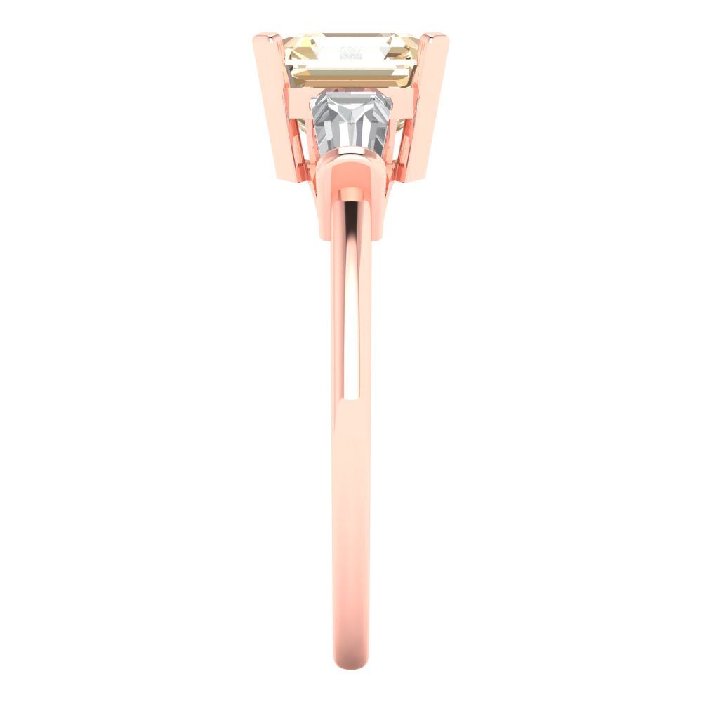 1.62 cttw Natural Morganite Three-Stone Engagement Ring - Solid Gold (Square Emerald Cut,6.5X6.5mm)