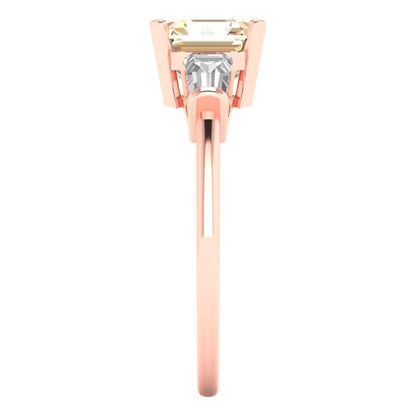 1.62 cttw Natural Morganite Three-Stone Engagement Ring - Solid Gold (Square Emerald Cut,6.5X6.5mm)
