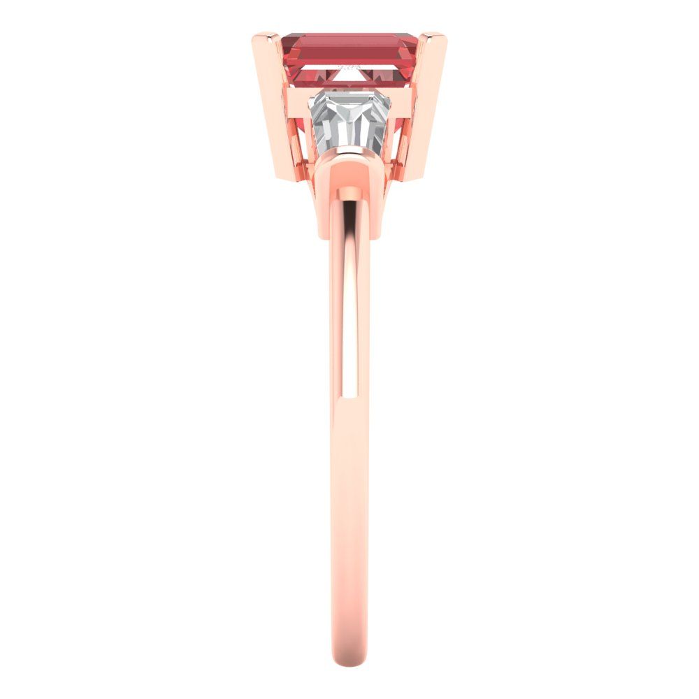 1.62 cttw Natural Garnet Three-Stone Engagement Ring - Solid Gold (Square Emerald Cut,6.5X6.5mm)