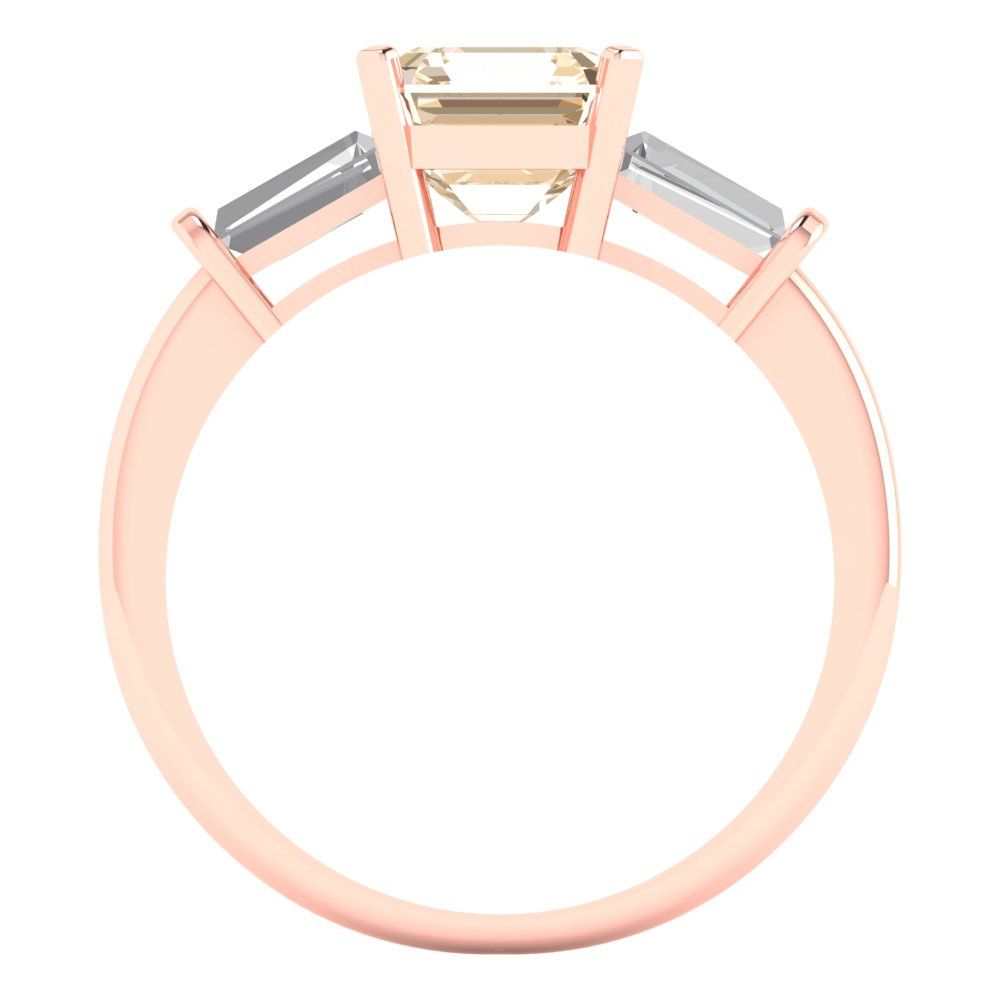 1.62 cttw Natural Morganite Three-Stone Engagement Ring - Solid Gold (Square Emerald Cut,6.5X6.5mm)