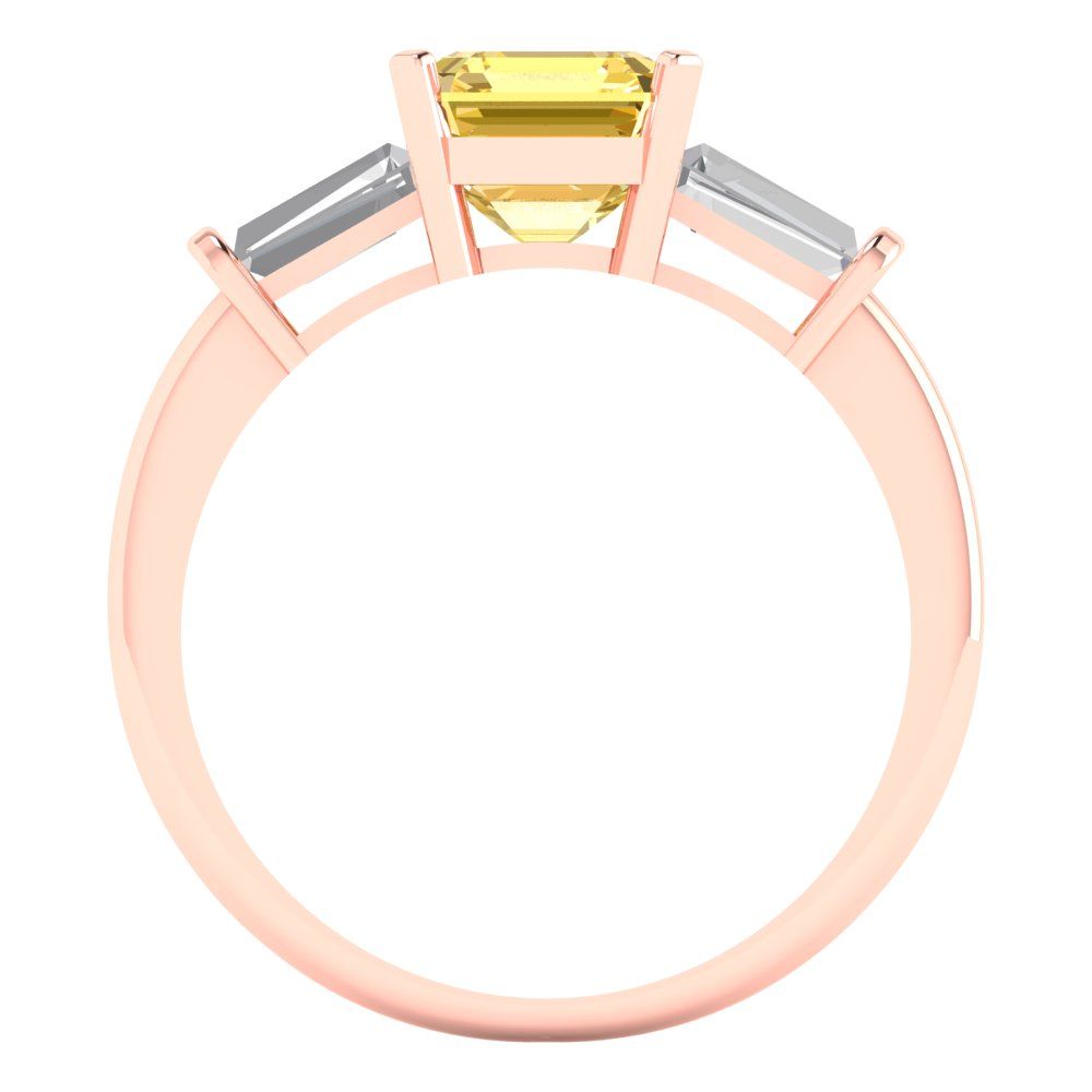1.62 cttw Natural Citrine Three-Stone Engagement Ring - Solid Gold (Square Emerald Cut,6.5X6.5mm)