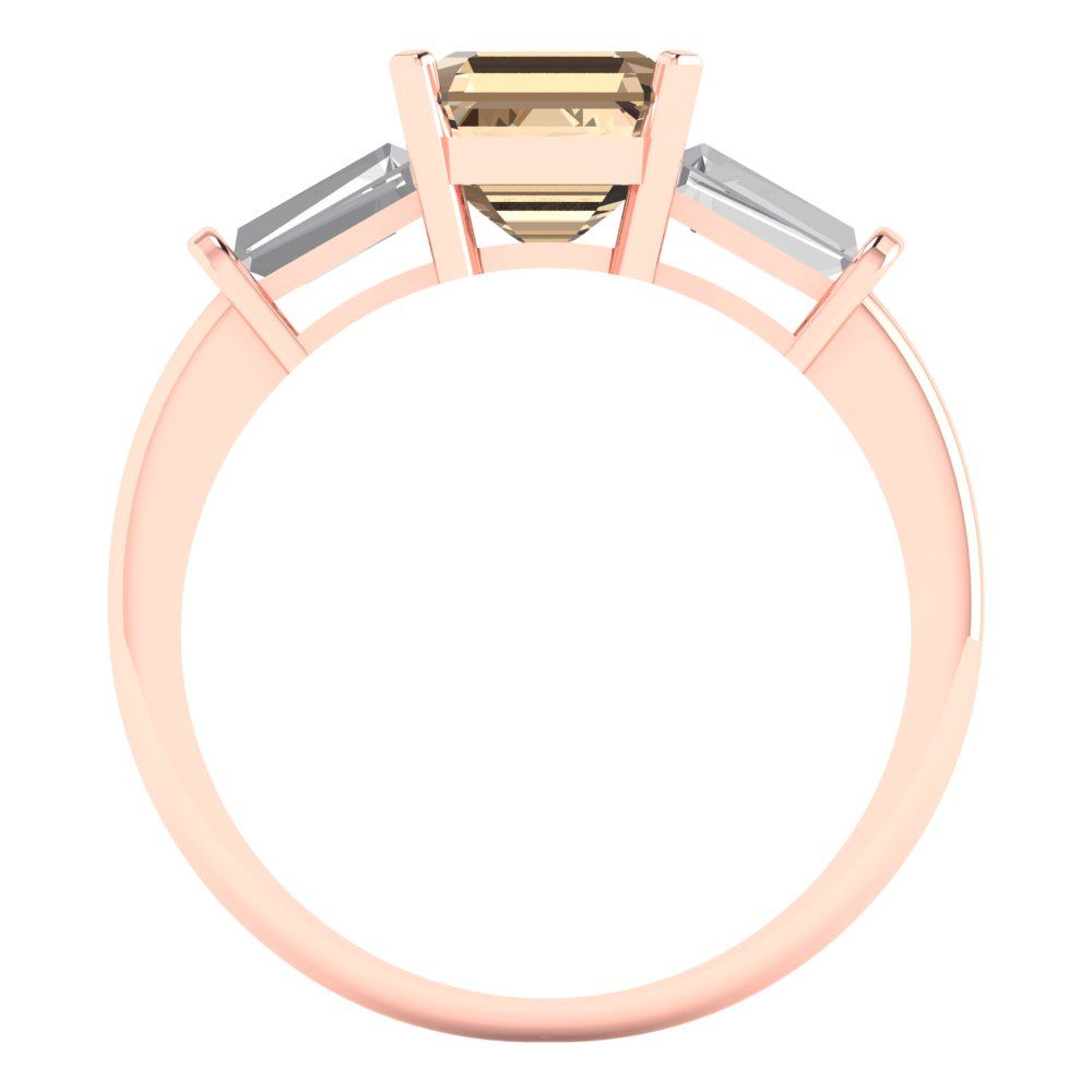 1.62 cttw Yellow Moissanite Three-Stone Engagement Ring - Solid Gold (Square Emerald Cut,6.5X6.5mm)