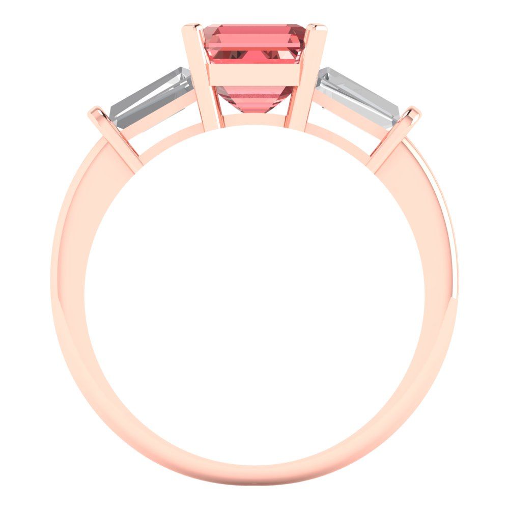 1.62 cttw Natural Garnet Three-Stone Engagement Ring - Solid Gold (Square Emerald Cut,6.5X6.5mm)