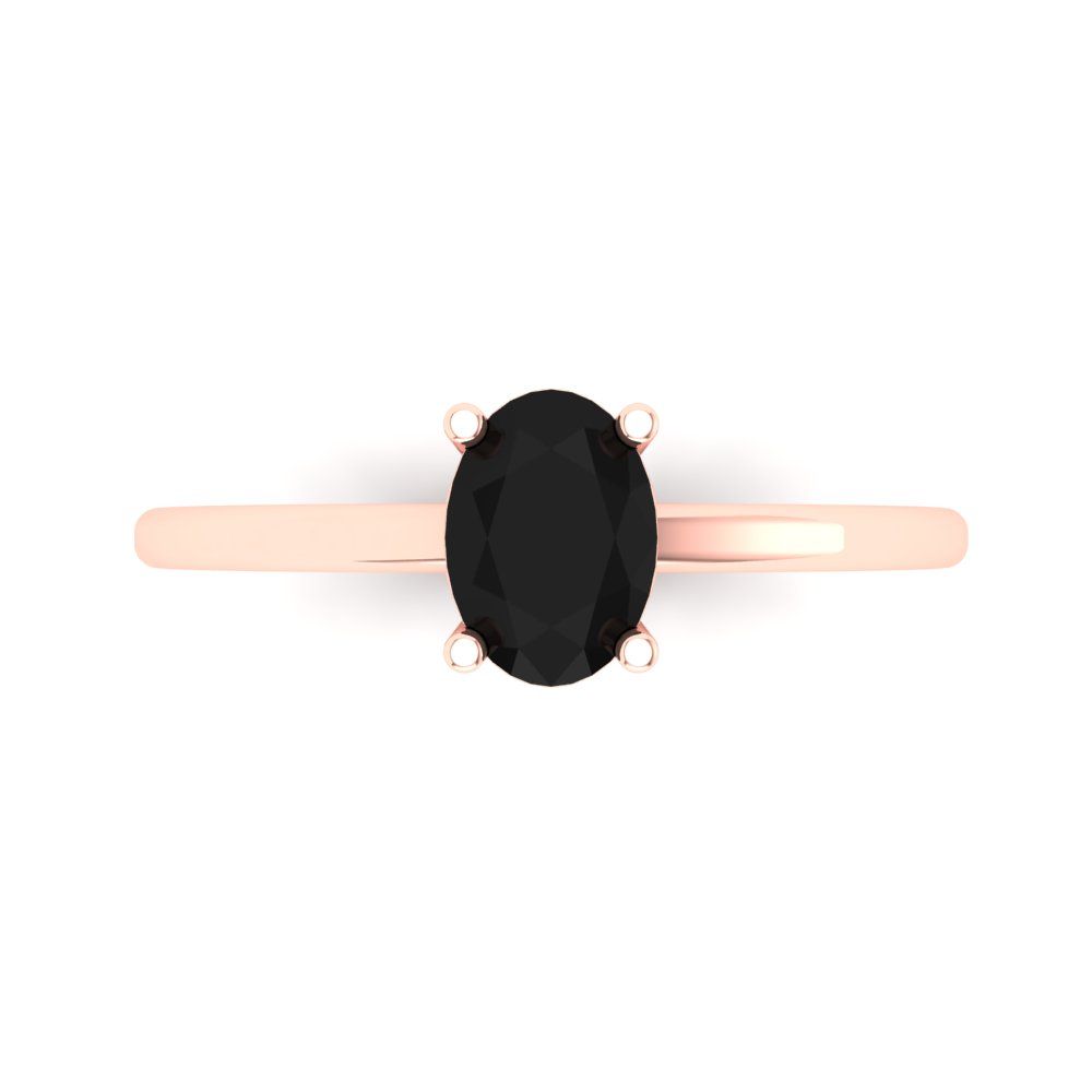 1 cttw Natural Onyx Solitaire  Engagement Ring - Solid Gold (Oval Cut,7x5mm)