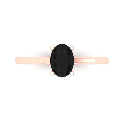 1 cttw Natural Onyx Solitaire  Engagement Ring - Solid Gold (Oval Cut,7x5mm)