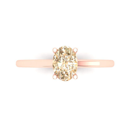 1 cttw Natural Morganite Solitaire  Engagement Ring - Solid Gold (Oval Cut,7x5mm)