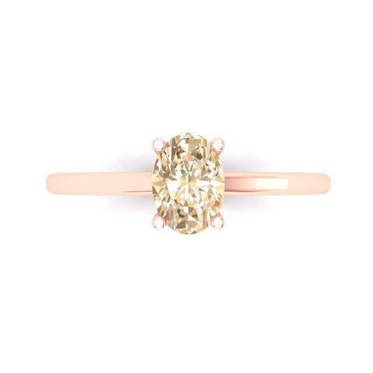 1 cttw Natural Morganite Solitaire  Engagement Ring - Solid Rose Gold (VVS1, Oval Cut,7x5mm)