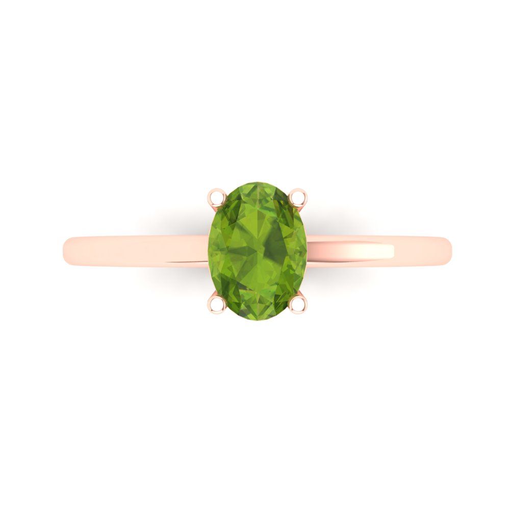 1 cttw Natural Peridot Solitaire  Engagement Ring - Solid Gold (Oval Cut,7x5mm)