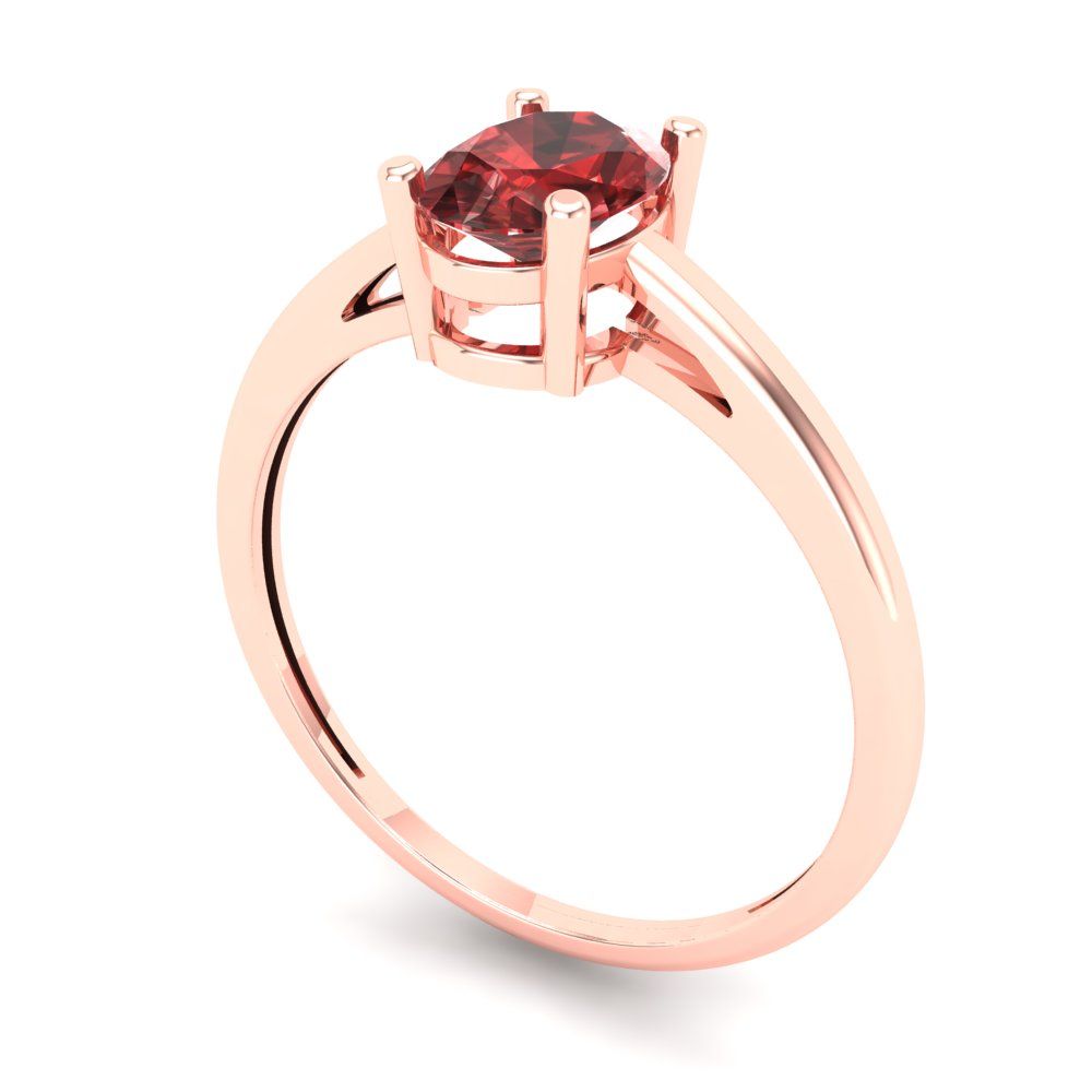 1 cttw Natural Garnet Solitaire  Engagement Ring - Solid Rose Gold (VVS1, Oval Cut,7x5mm)