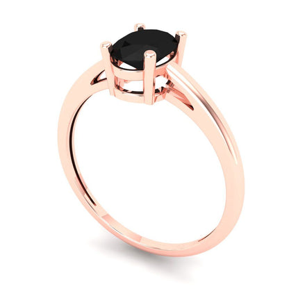 1 cttw Natural Onyx Solitaire  Engagement Ring - Solid Gold (Oval Cut,7x5mm)