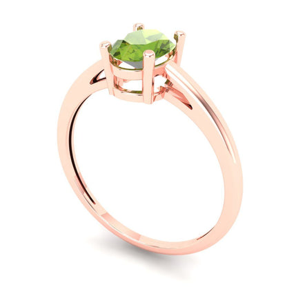 1 cttw Natural Peridot Solitaire  Engagement Ring - Solid Gold (Oval Cut,7x5mm)