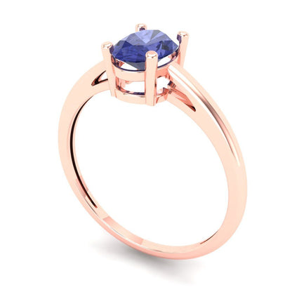 1 cttw Simulated Tanzanite Solitaire  Engagement Ring - Solid Gold (Oval Cut,7x5mm)