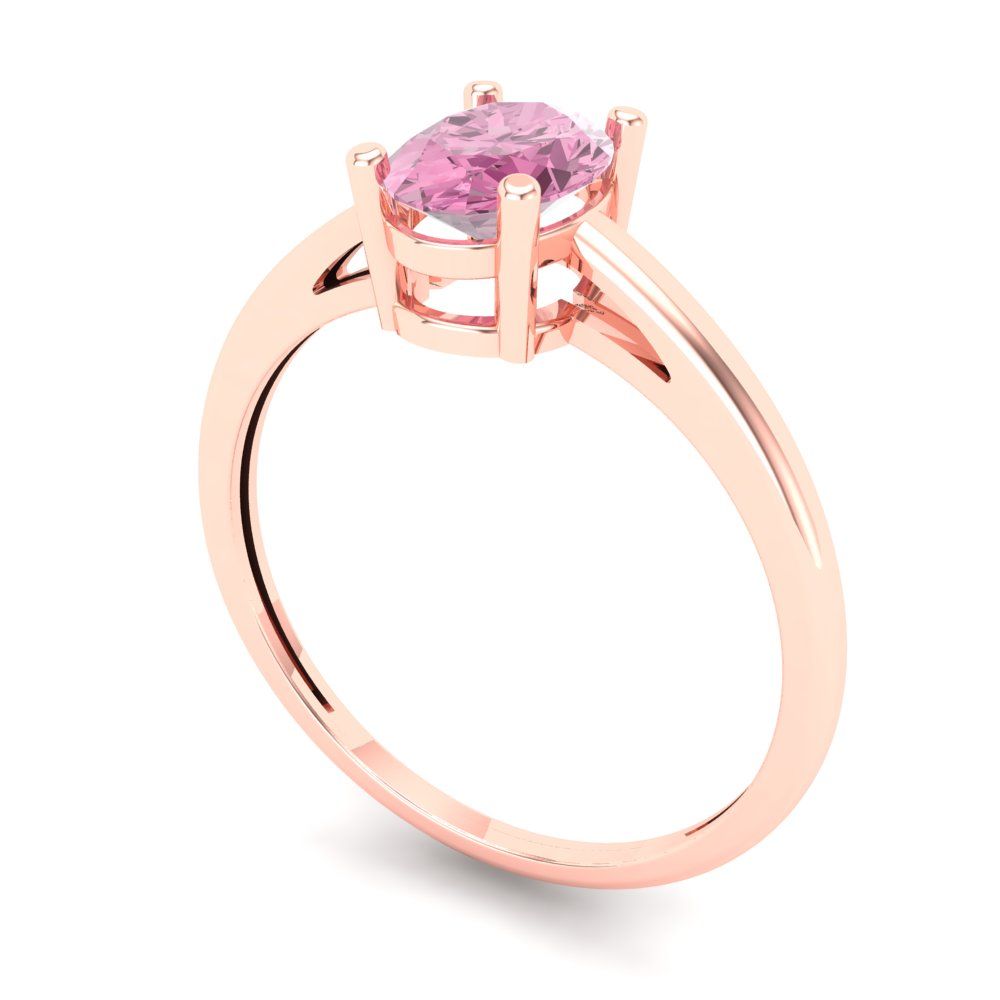 1 cttw Zirconia Simulated Pink Diamond Solitaire  Engagement Ring - Solid Gold (VVS1, Oval Cut,7x5mm)