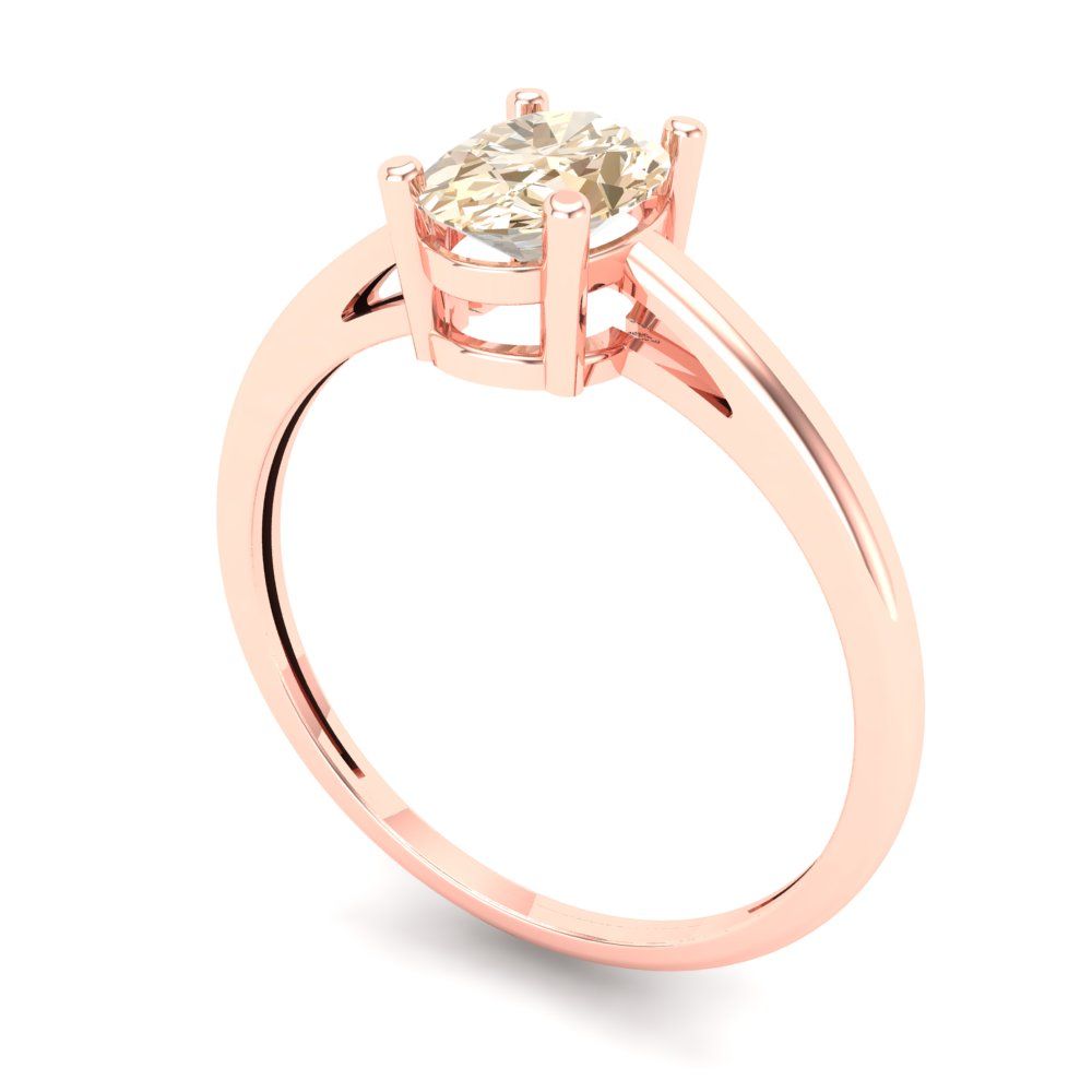 1 cttw Natural Morganite Solitaire  Engagement Ring - Solid Gold (Oval Cut,7x5mm)