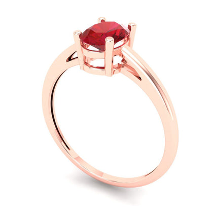 1 cttw Simulated Pink Tourmaline Solitaire  Engagement Ring - Solid Gold (Oval Cut,7x5mm)