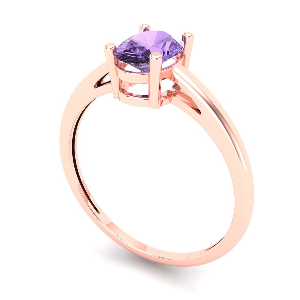 1 cttw Simulated Alexandrite Solitaire  Engagement Ring - Solid Gold (Oval Cut,7x5mm)