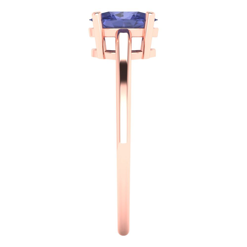 1 cttw Simulated Tanzanite Solitaire  Engagement Ring - Solid Gold (Oval Cut,7x5mm)
