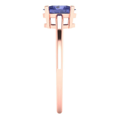 1 cttw Simulated Tanzanite Solitaire  Engagement Ring - Solid Gold (Oval Cut,7x5mm)