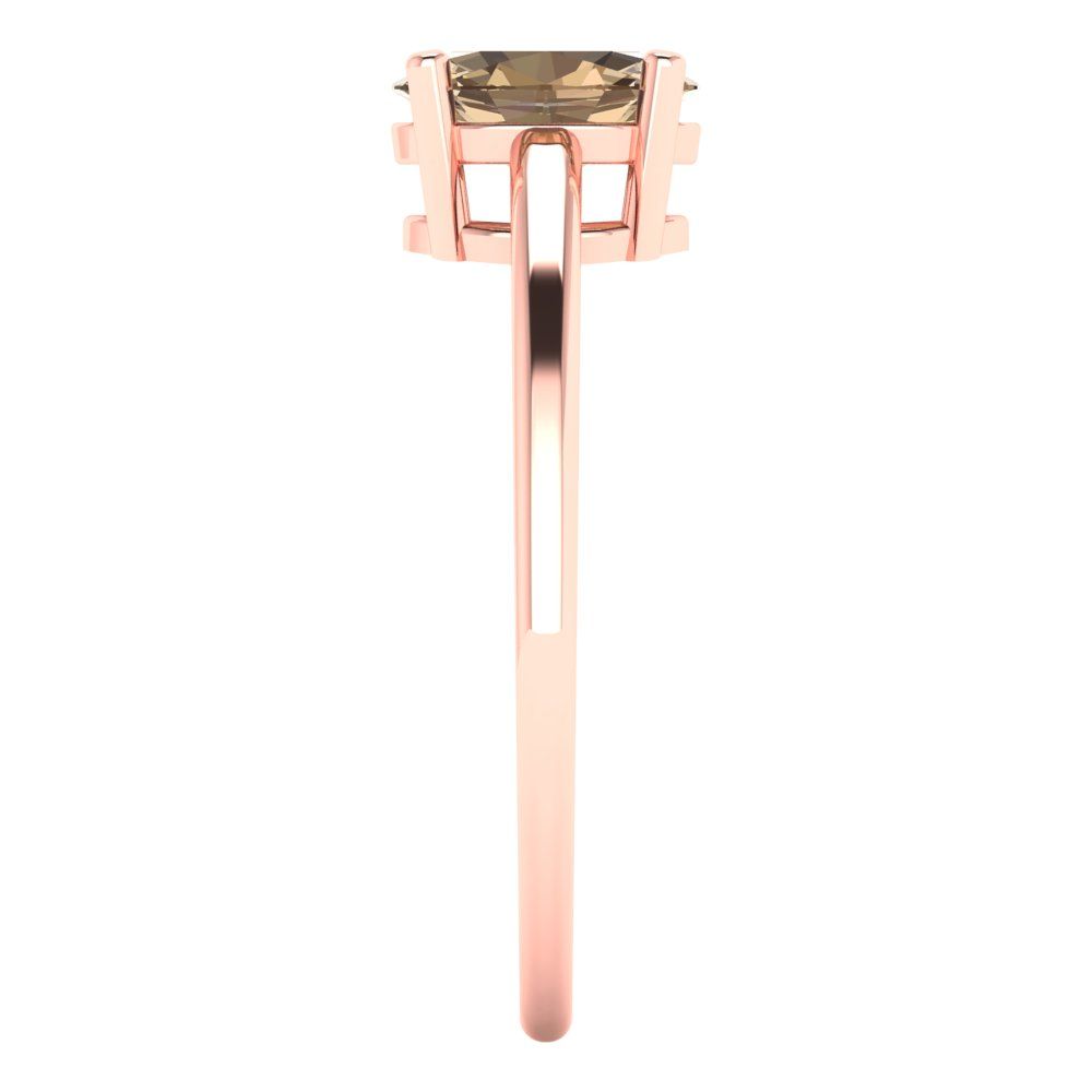 1 cttw Zirconia Simulated Champagne Diamond Solitaire  Engagement Ring - Solid Gold (VVS1, Oval Cut,7x5mm)