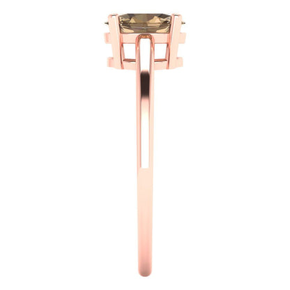 1 cttw Zirconia Simulated Champagne Diamond Solitaire  Engagement Ring - Solid Gold (VVS1, Oval Cut,7x5mm)