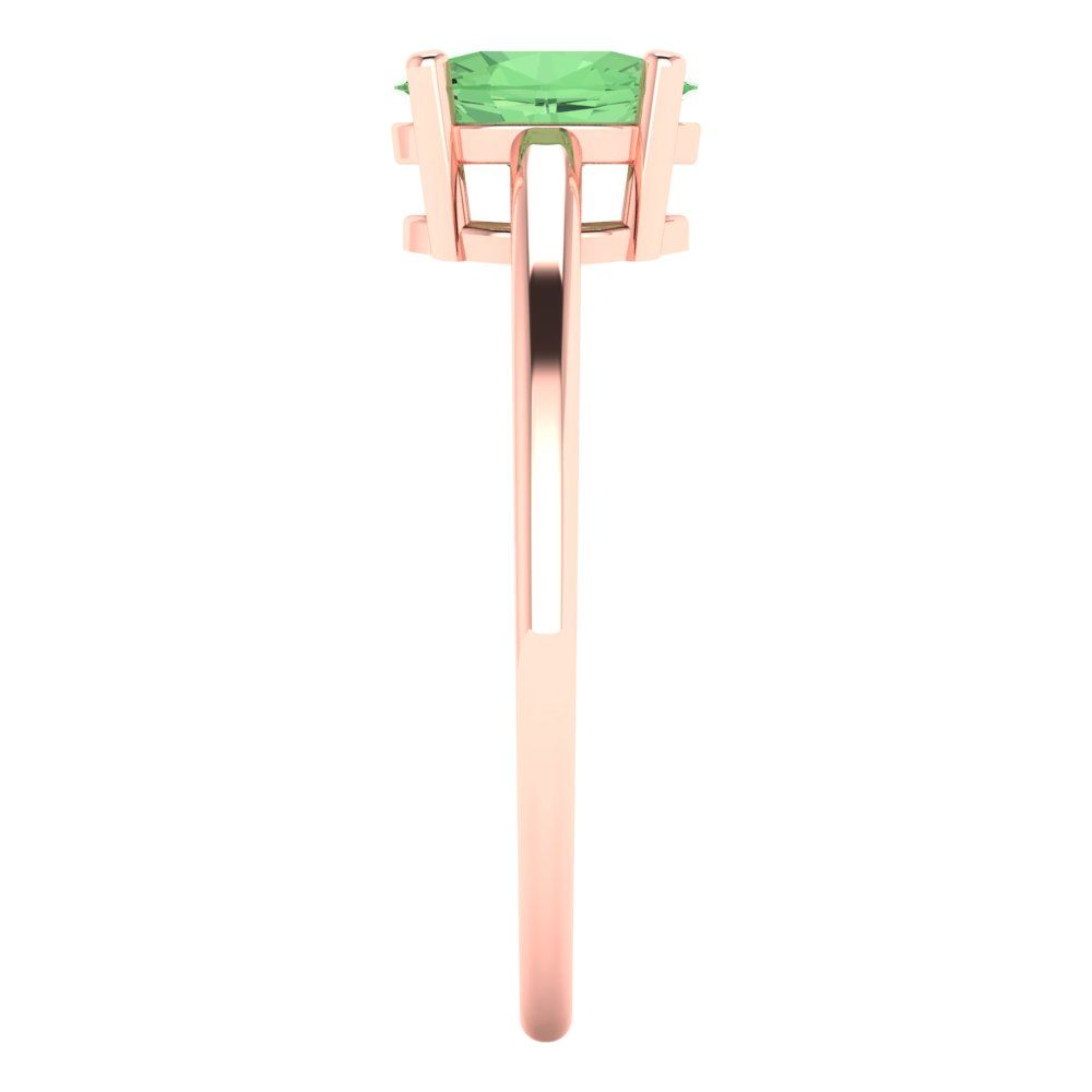 1 cttw Zirconia Simulated Green Diamond Solitaire  Engagement Ring - Solid Gold (VVS1, Oval Cut,7x5mm)