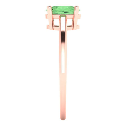 1 cttw Zirconia Simulated Green Diamond Solitaire  Engagement Ring - Solid Gold (VVS1, Oval Cut,7x5mm)